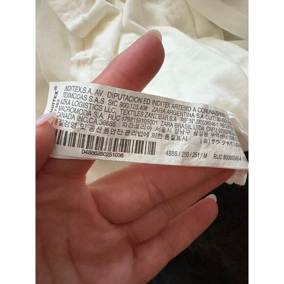 Zara White Chiffon Pleated Long Sheer Sleeve Blouse Size M - Picture 6 of 7